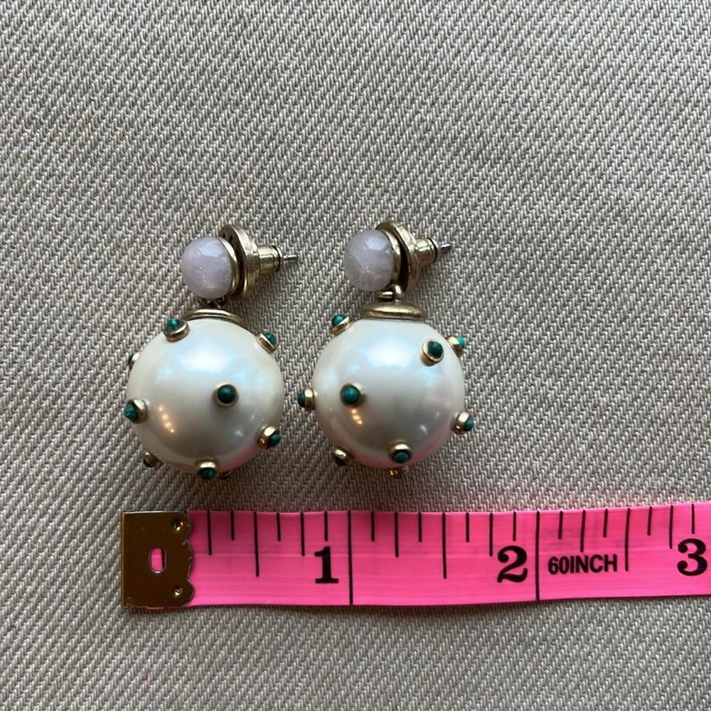 SOLD 💚 Tory Burch Stone Studded Drop Earrings - Picture 8 of 11